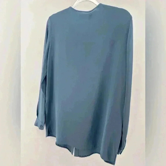 NWT LORO PIANA 100% Silk  Button Down Blouse Blue IT 42 US6 - Picture 2 of 11